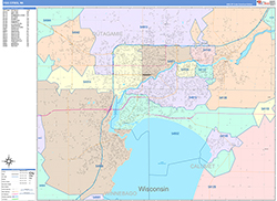 Fox Cities Wall Map Color Cast Style 2026